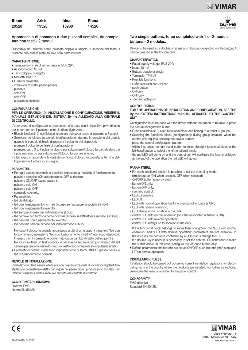 Vimar Eikon 20520 User manual