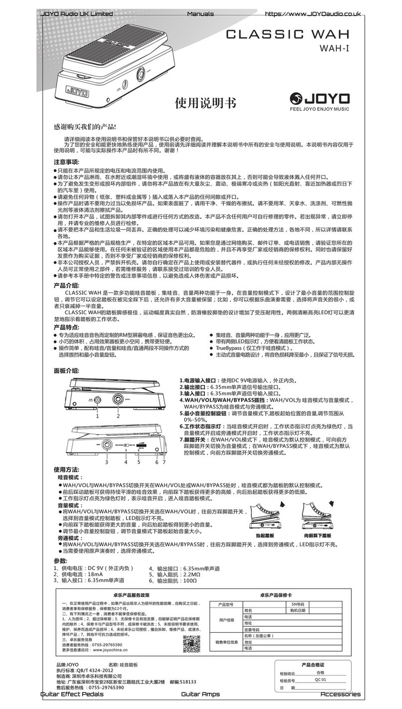 Joyo CLASSIC WAH I User manual