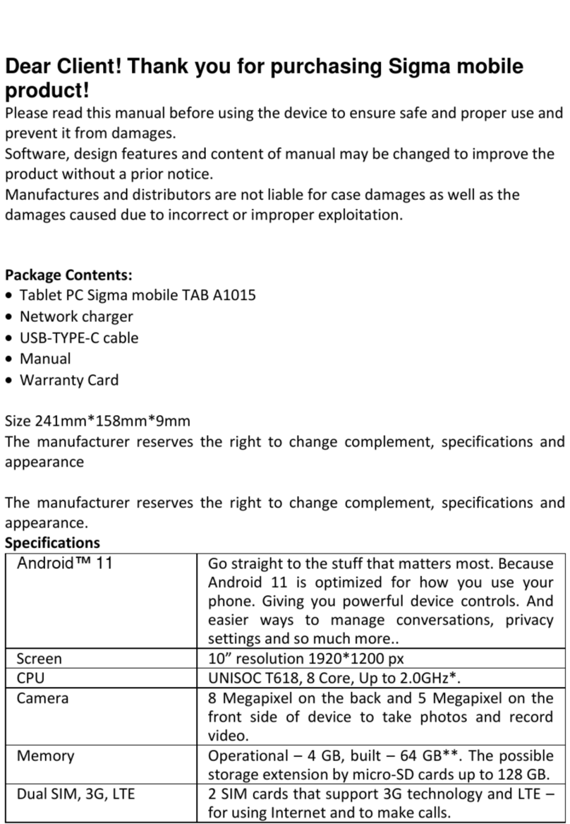 Sigma mobile Tab A1015 manual
