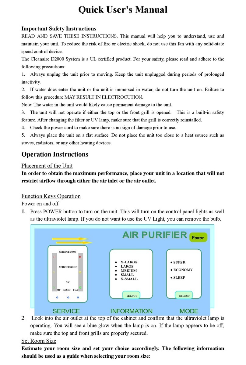 cleanAIR D2000 Owner's manual