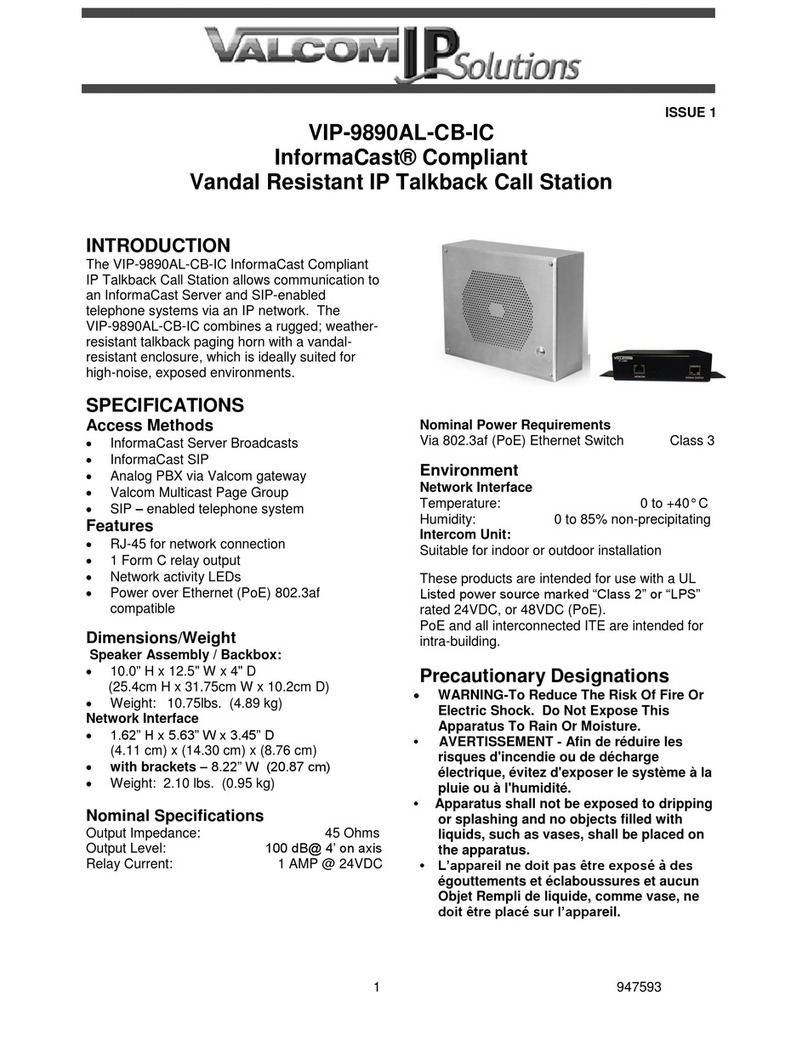 Valcom InformaCast VIP-9890AL-CB-IC User manual
