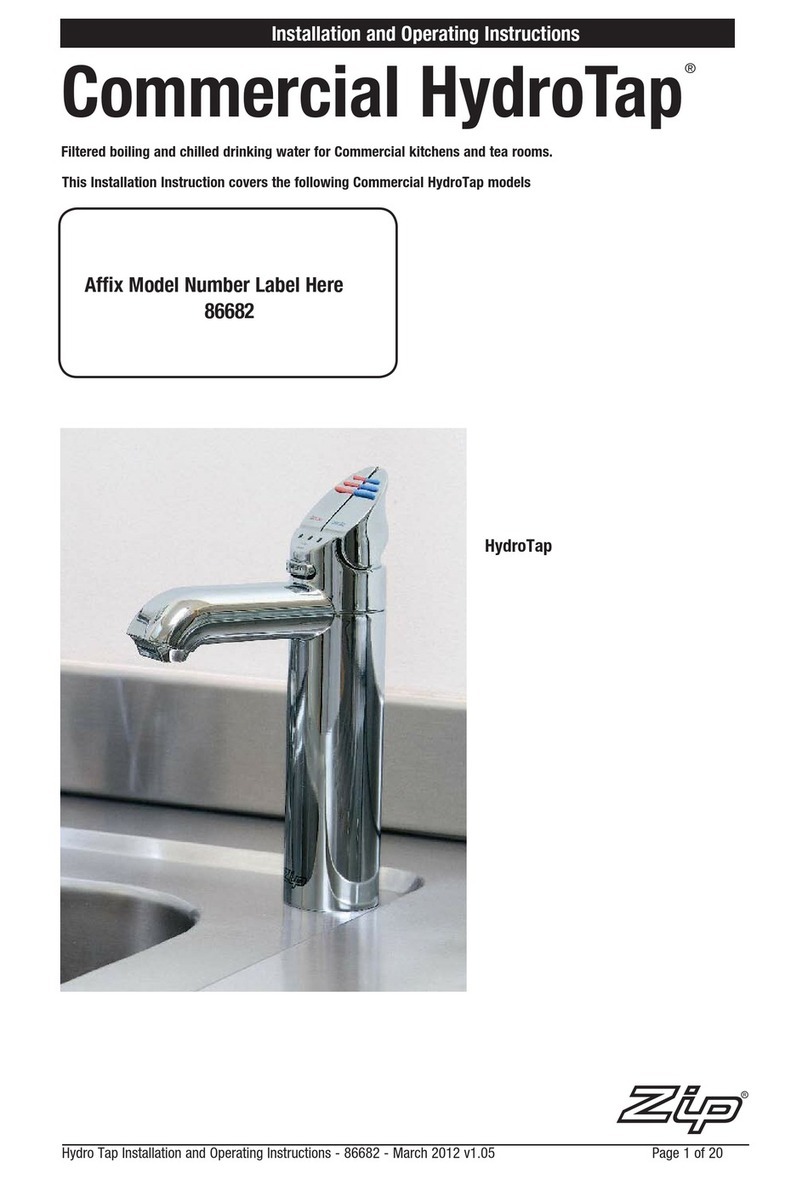 Zip Commercial HydroTap 86682 Installation and operating instructions
