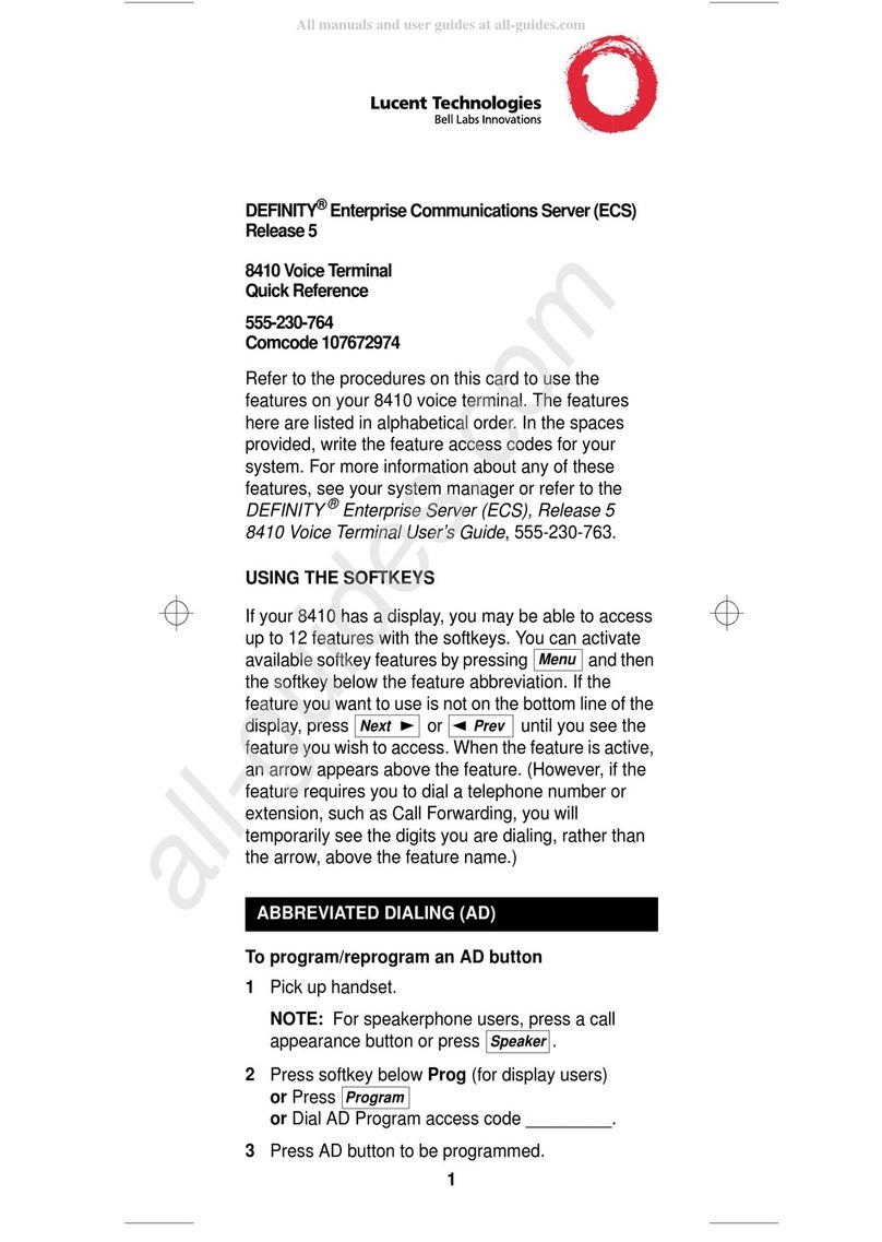 BELL LABS INNOVATIONS Lucent Technologies DEFINITY 8410 User manual