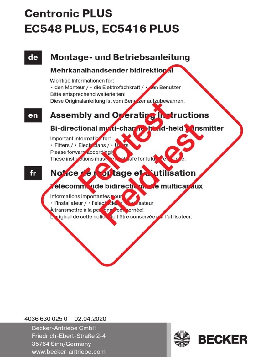 BECKER-Antriebe Centronic PLUS EC548 PLUS Assembly and operating instructions