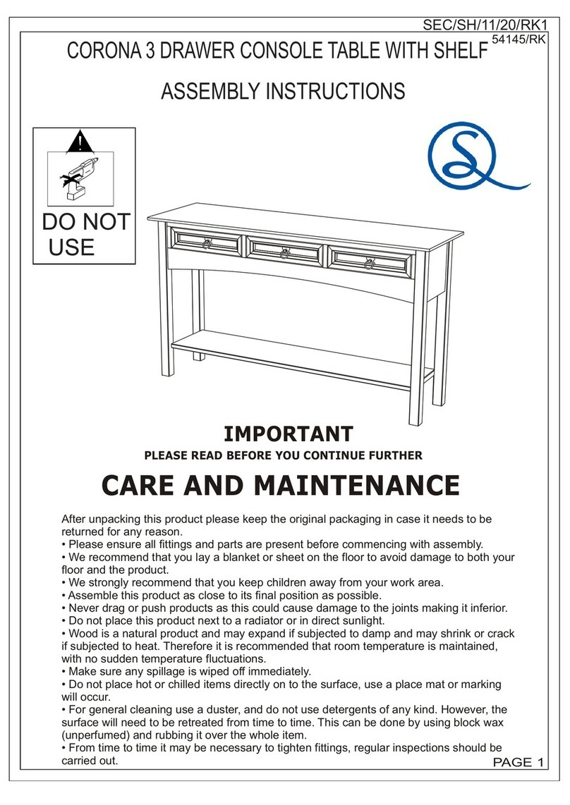 Seconique CORONA 3 DRAWER CONSOLE TABLE WITH SHELF Assembly instructions Seconique CORONA 3 DRAWER CONSOLE TABLE WITH SHELF Assembly instructions