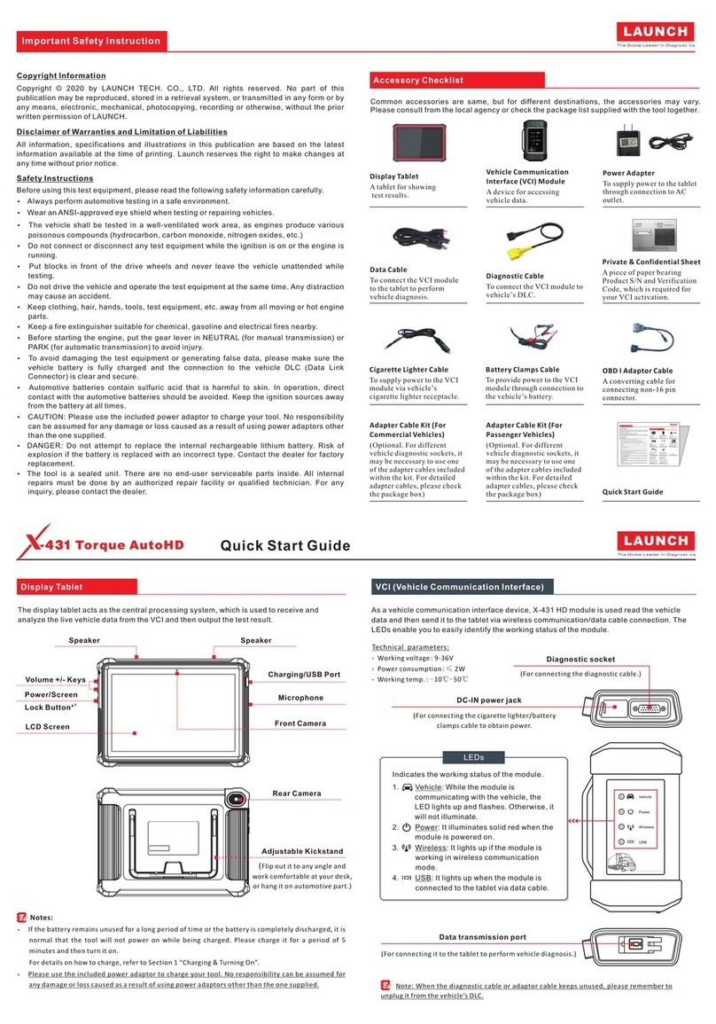 LAUNCH TECH X-431 Torque Auto HD User manual