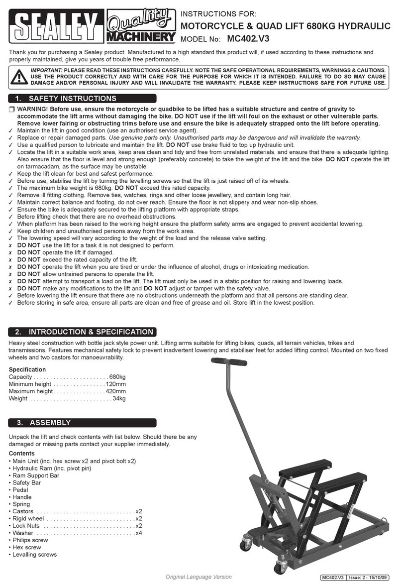 Sealey Quality MACHINERY MC402.V3 User manual