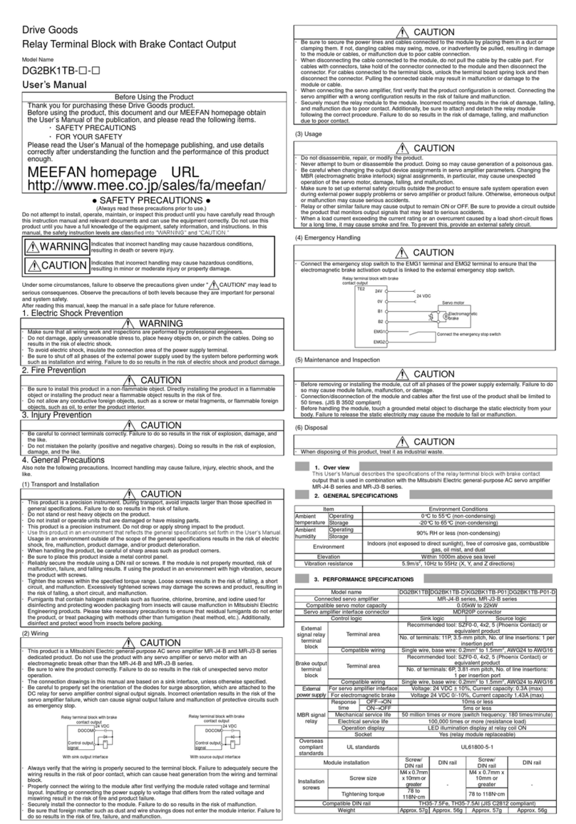 MITSUBISHI ELECTRIC ENGINEERING DG2BK1TB Series User manual