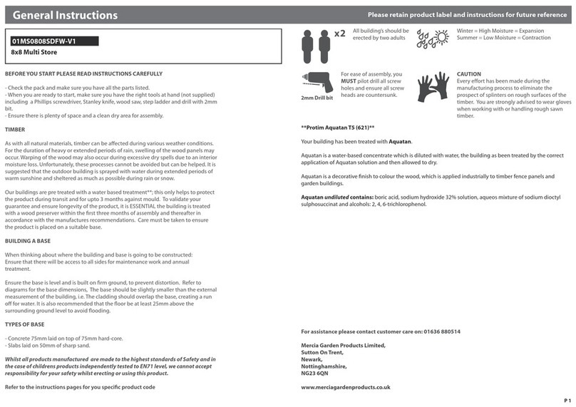 Mercia Garden Products 01MS0808SDFW-V1 General instructions Mercia Garden Products 01MS0808SDFW-V1 General instructions