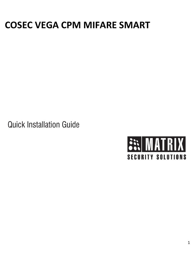 Matrix COSEC VEGA CPM MIFARE SMART Quick installation guide