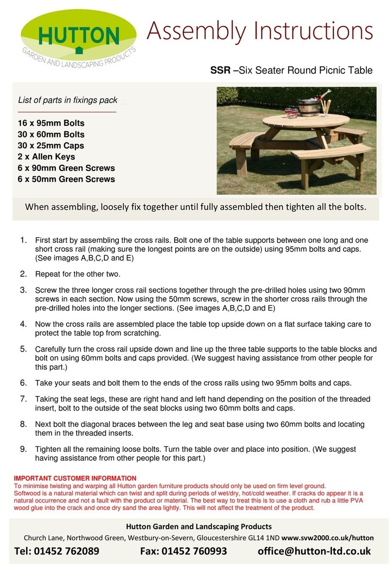 HUTTON Six Seater Round Picnic Table User manual