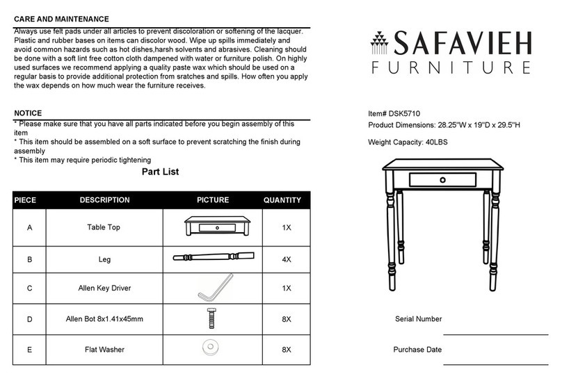 Safavieh Furniture DSK5710 quick guide
