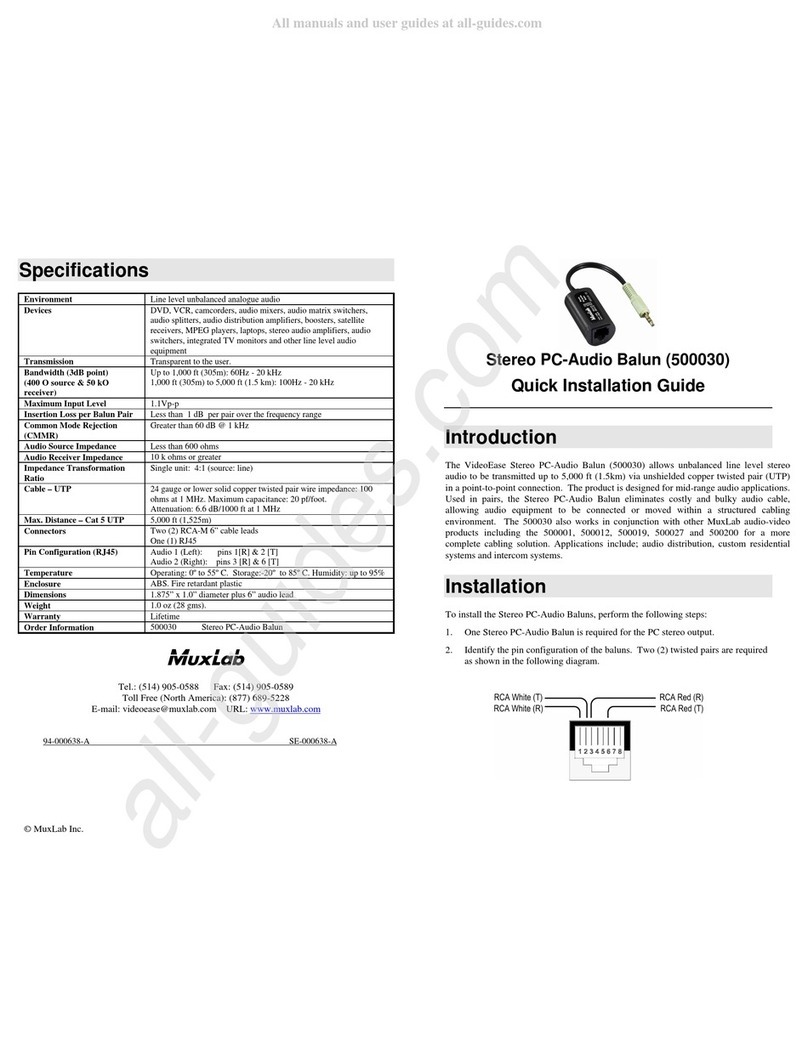 MuxLab 500030 Quick installation guide