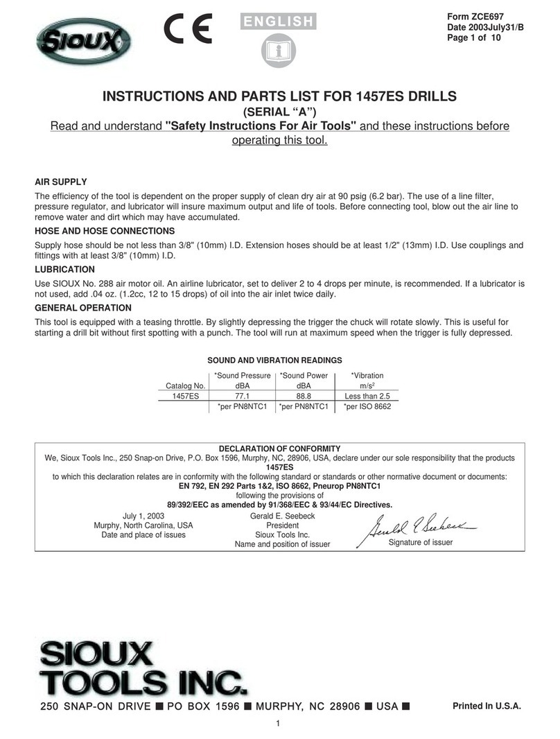 Sioux Tools 1457ES Instructions and parts list