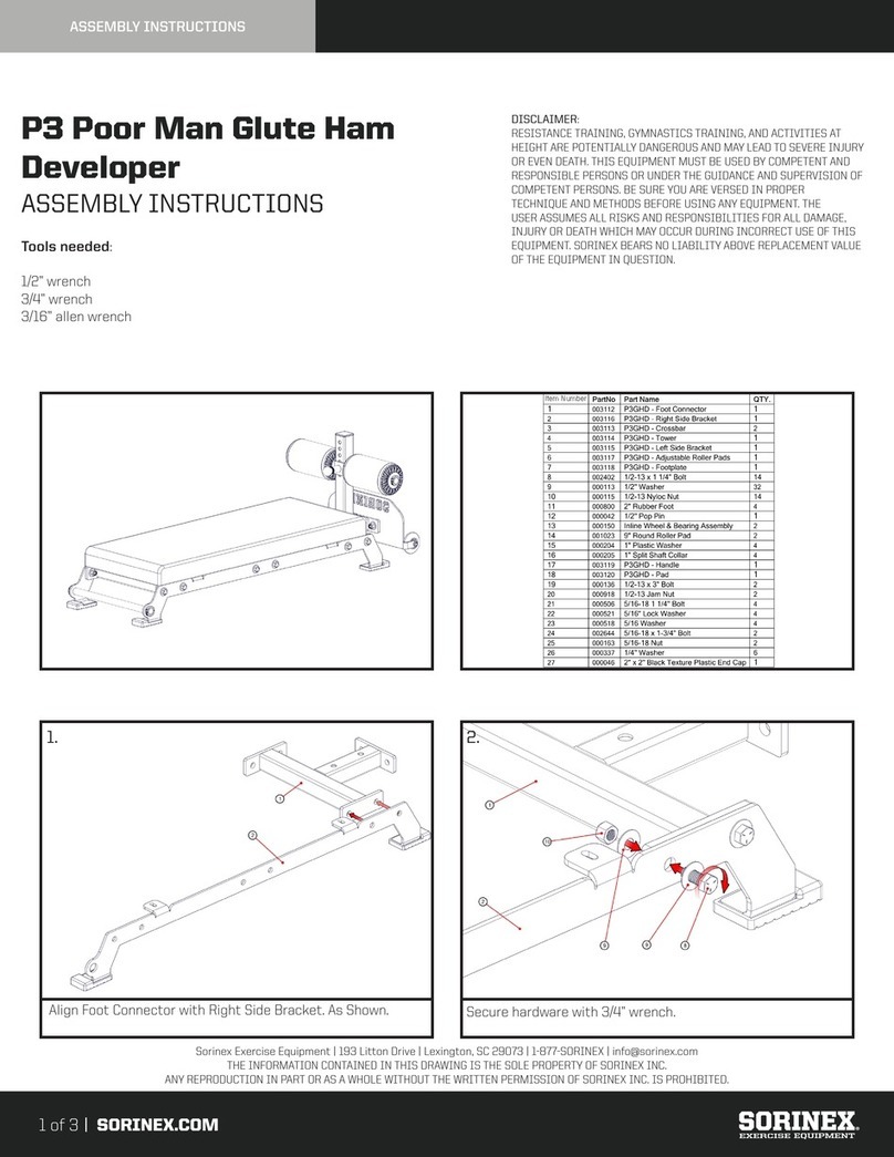 SORINEX P3 Poor Man Glute Ham Developer Assembly instructions SORINEX P3 Poor Man Glute Ham Developer Assembly instructions