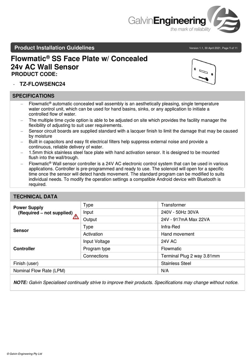 Galvin Engineering Flowmatic TZ-FLOWSENC24 Instruction sheet Galvin Engineering Flowmatic TZ-FLOWSENC24 Instruction sheet