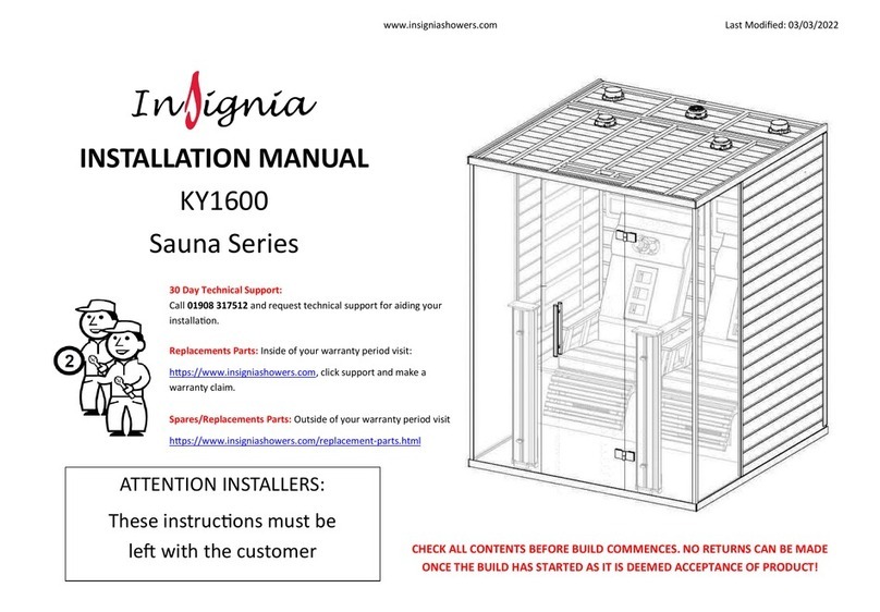 Insignia Sauna Series installation manual