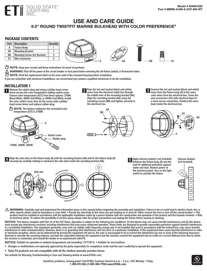 ETI Solid State Lighting 504081020 Use and care guide ETI Solid State Lighting 504081020 Use and care guide
