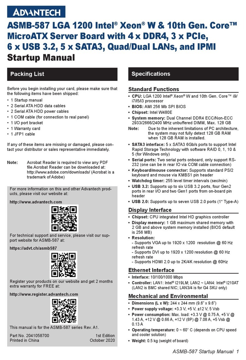 Advantec ASMB-587 Startup manual