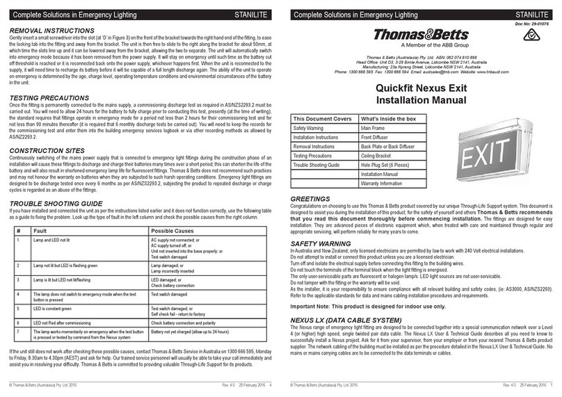 Thomas&Betts Quickfit Nexus Exit User manual