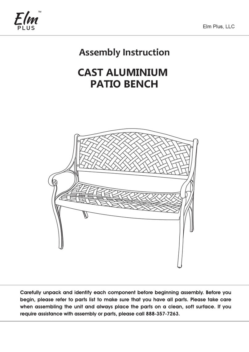 Elm Plus CAST ALUMINIUM PATIO BENCH Assembly instruction
