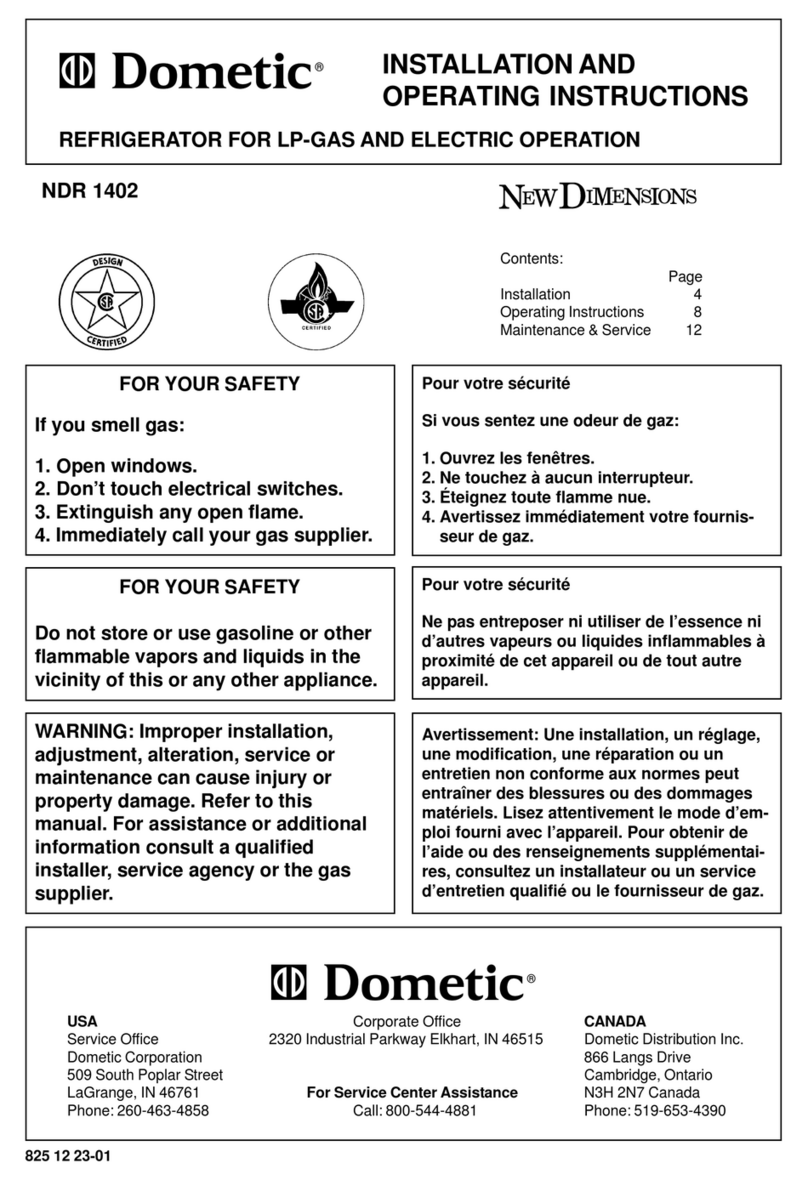 Dometic NDR 1402 User manual