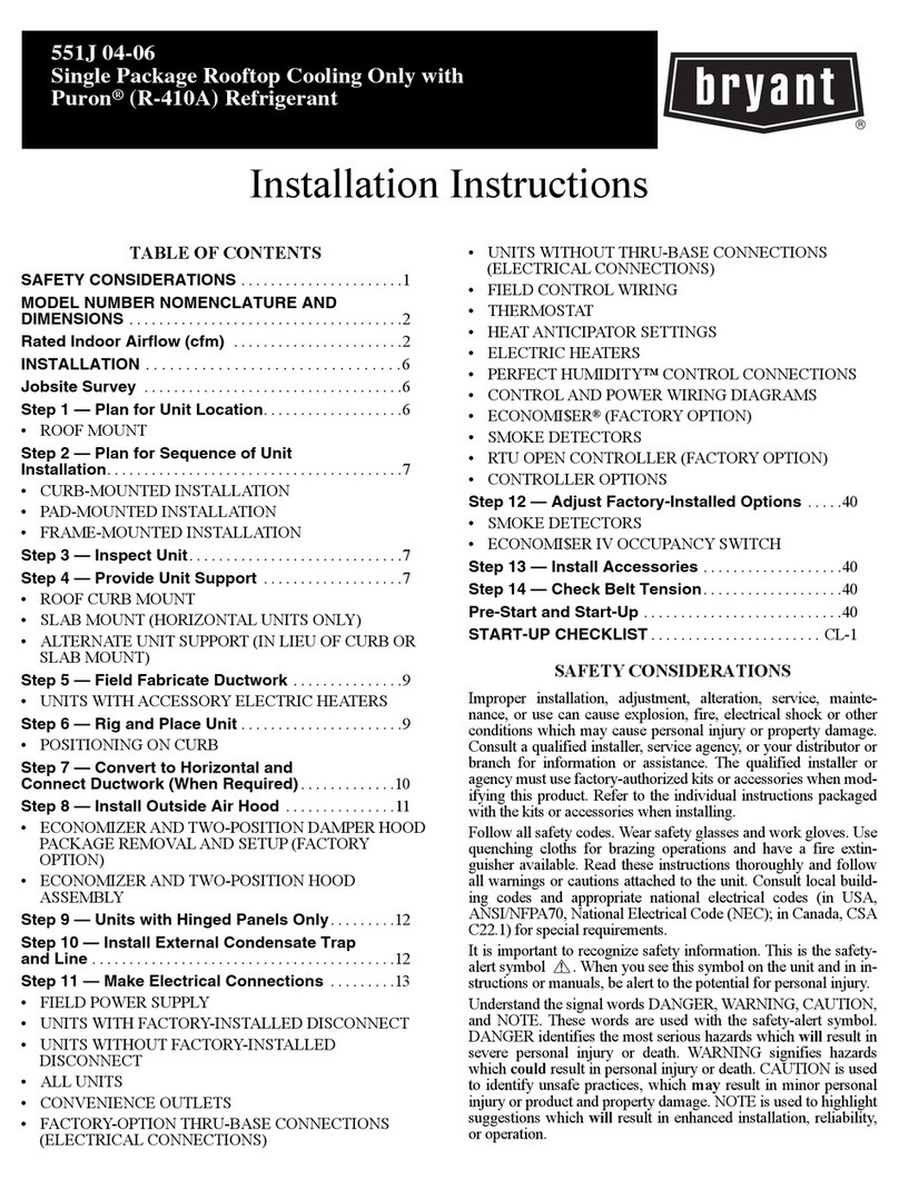 Bryant Puron 551J-04A/G Series installation instructions