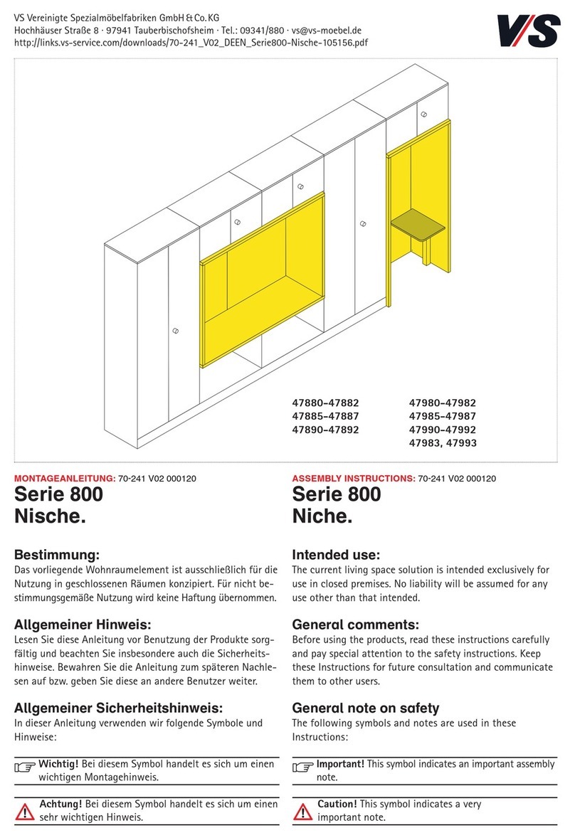 VS Vereinigte Spezialmöbelfabriken 800 Series Assembly instructions