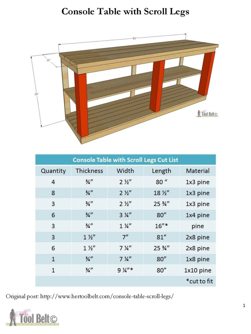Her Tool Belt Console Table with Scroll Legs quick start guide