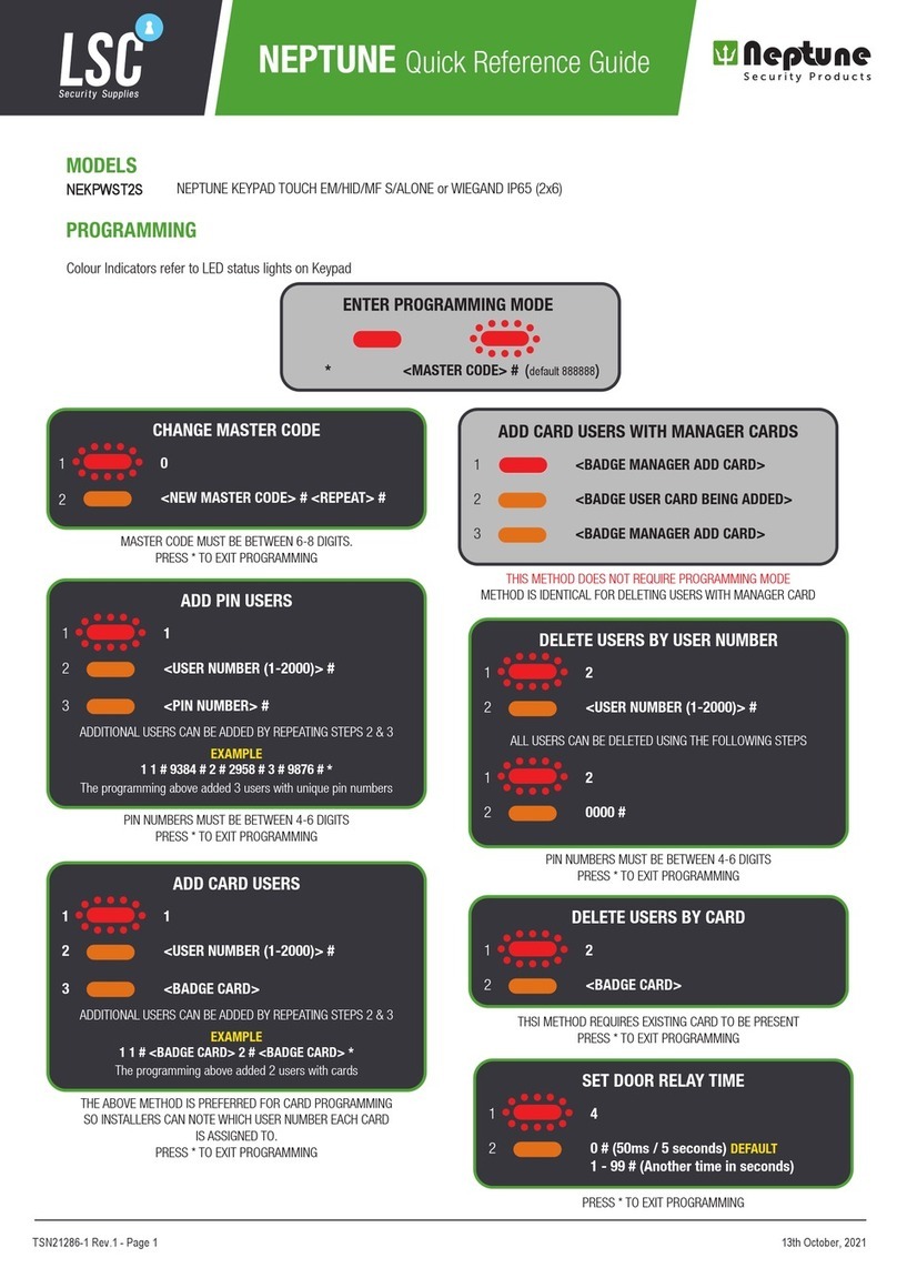 LSC NEPTUNE NEKPWST2S Quick reference guide
