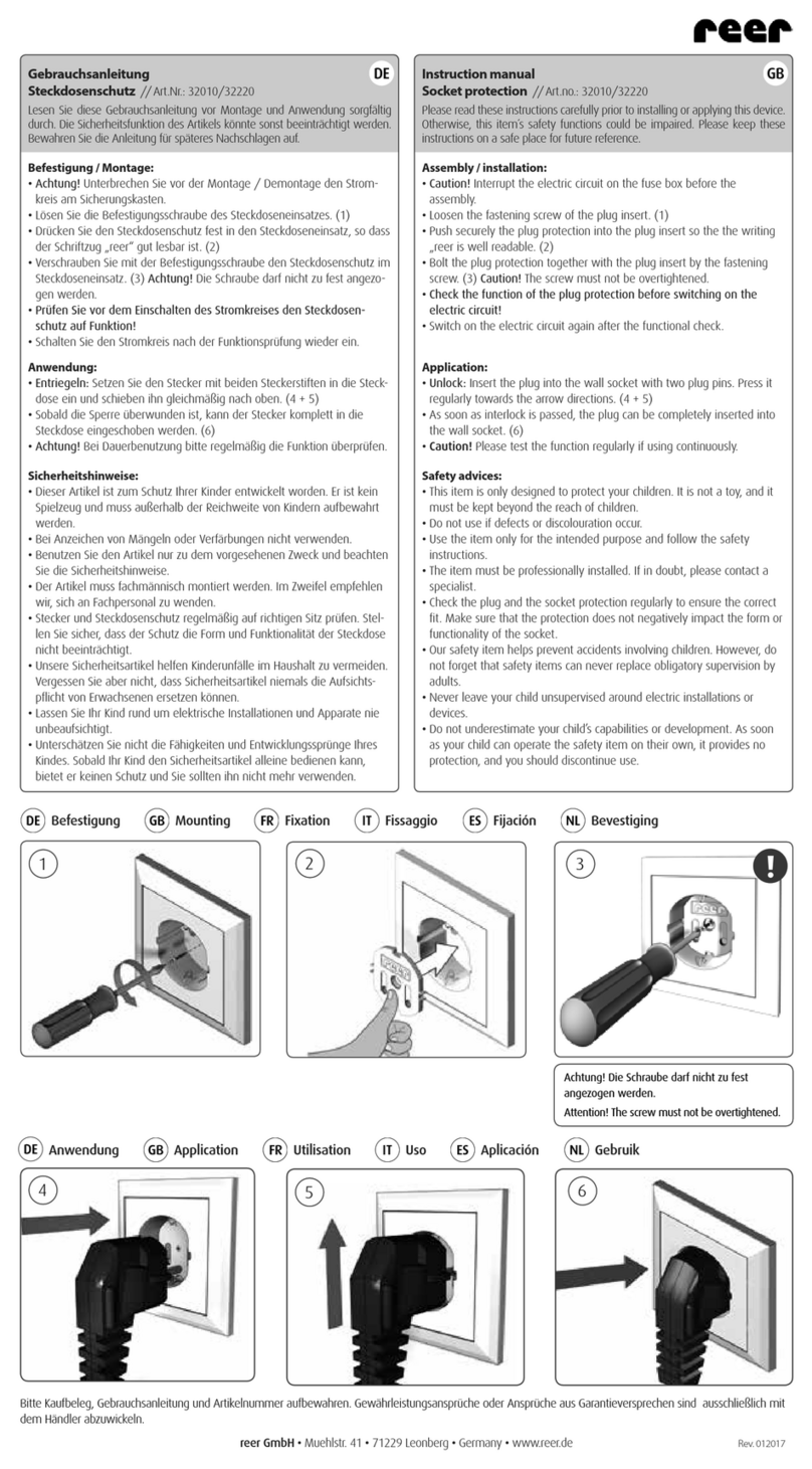 Reer 32010 instruction manual
