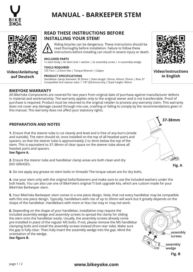 Bike Yoke BARKEEPTER STEM manual