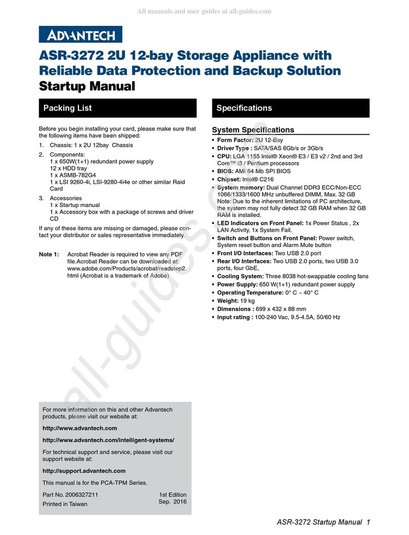 Advantech ASR-3272 2U Installation and operation manual
