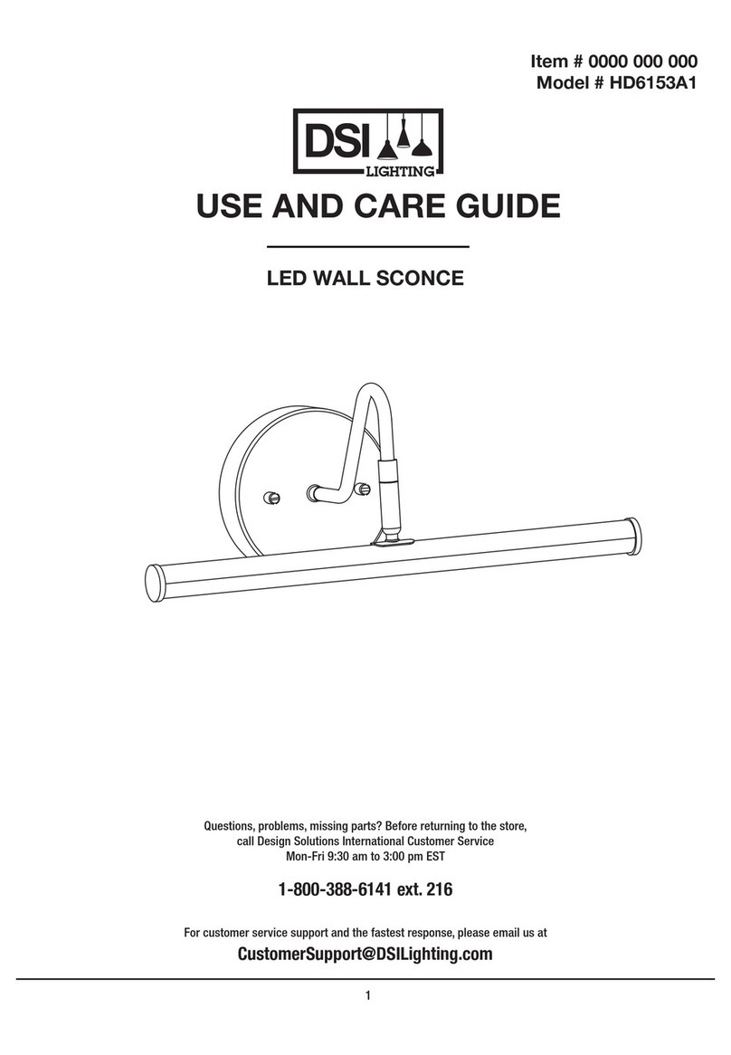 DSI LIGHTING HD6153A1 Use and care guide