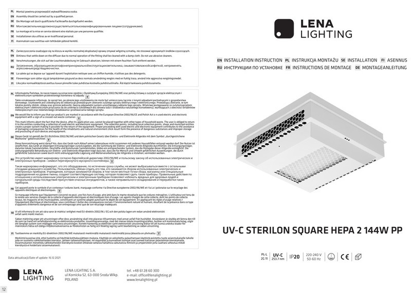 Lena Lighting UV-C STERILON SQUARE Hepa 2 PP 144W User manual