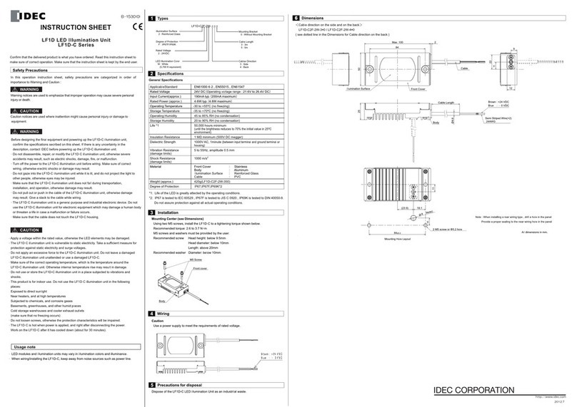 IDEC LF1D Series instruction sheet