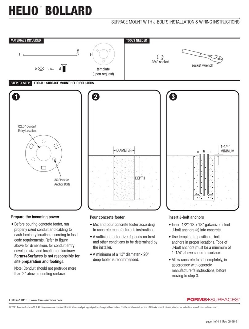 Forms + Surfaces HELIO BOLLARD Installation/Wiring Instructions