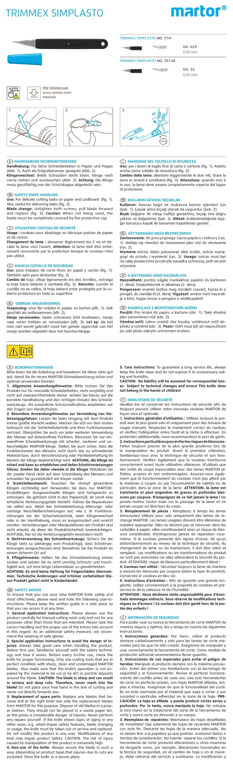 Martor TRIMMEX SIMPLASTO quick start guide