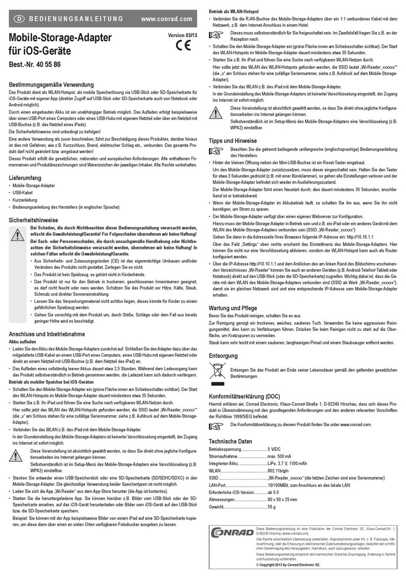 Conrad 40 55 86 operating instructions