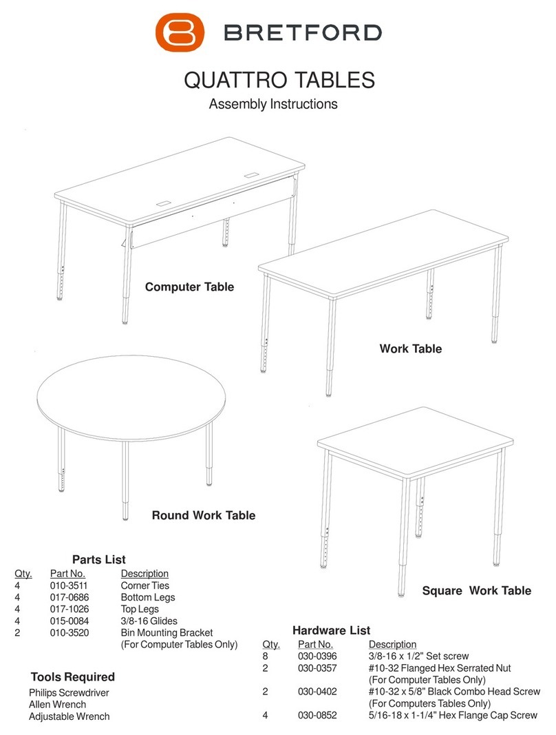 Bretford QUATTRO Computer Table Assembly instructions Bretford QUATTRO Computer Table Assembly instructions