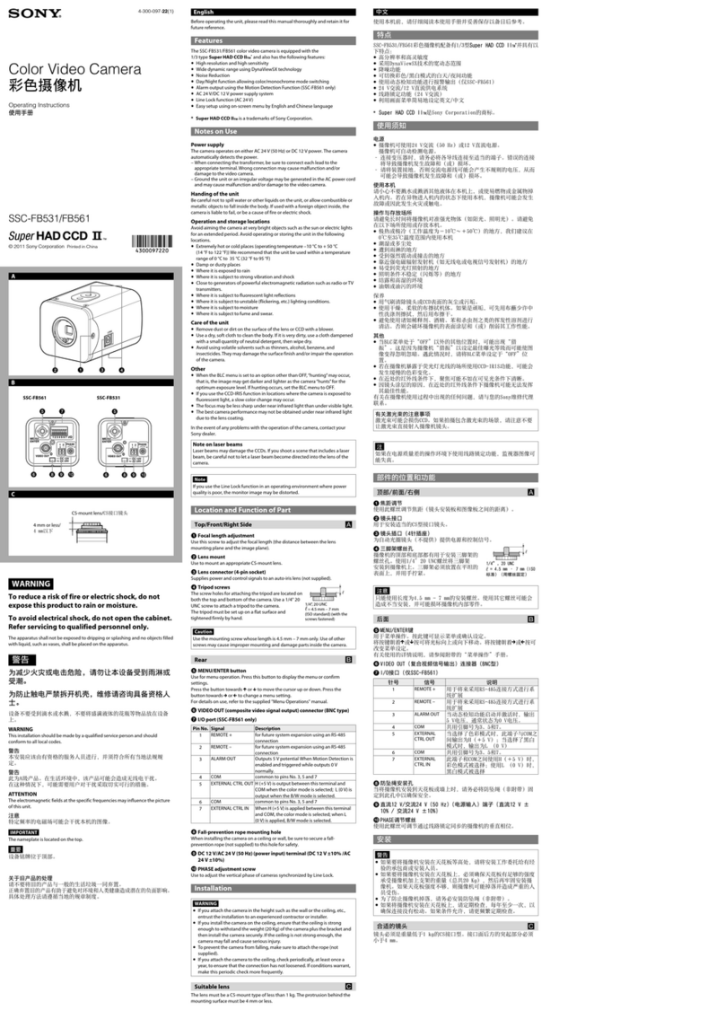 Sony Super HAD CCD II SSC-FB531 User manual