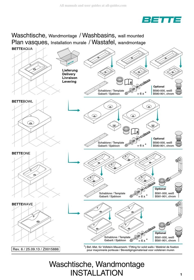 BETTE BETTEAQUA installation manual