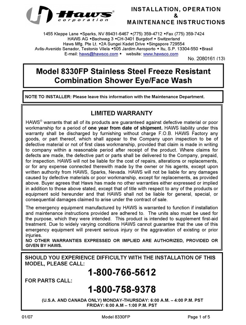 Haws 8330FP Installation, Operation & Maintenance Installation, Operation & Maintenance Instructions Haws 8330FP Installation, Operation & Maintenance Installation, Operation & Maintenance Instructions