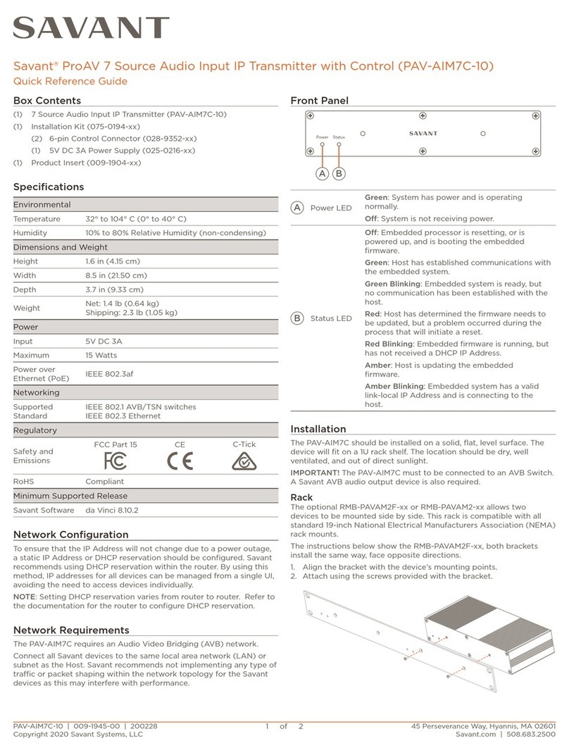 Savant PAV-AIM7C-10 User manual