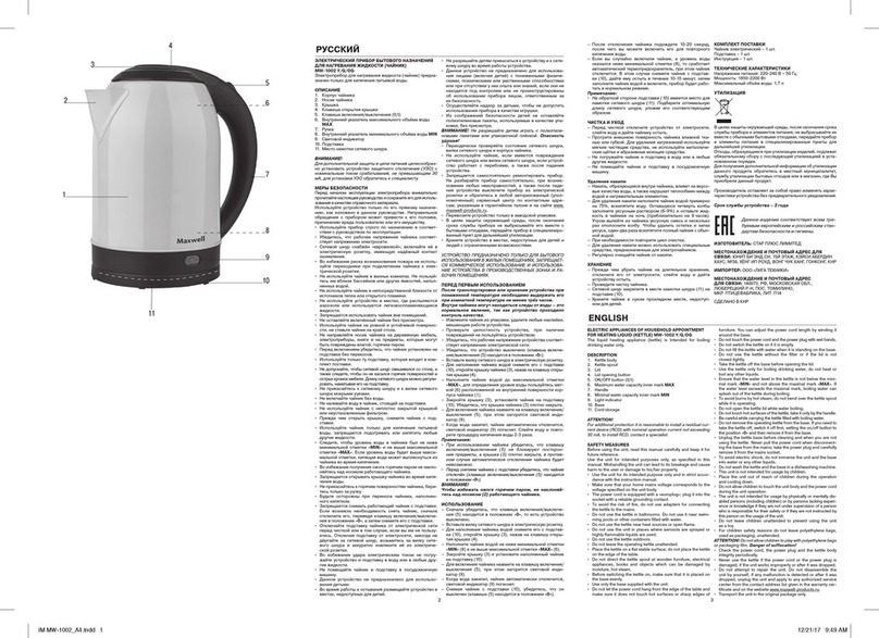 Maxwell MW-1002 Y Manual instruction