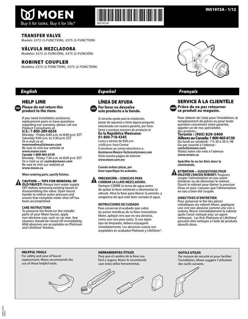 Moen INS1972A quick start guide