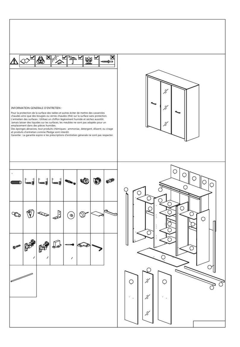 emob Elvis 3 Doors Wardrobe with Mirror WR... User manual emob Elvis 3 Doors Wardrobe with Mirror WR... User manual
