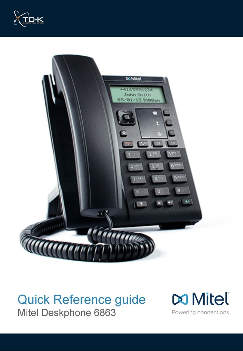 Mitel Deskphone 6863 Quick reference guide