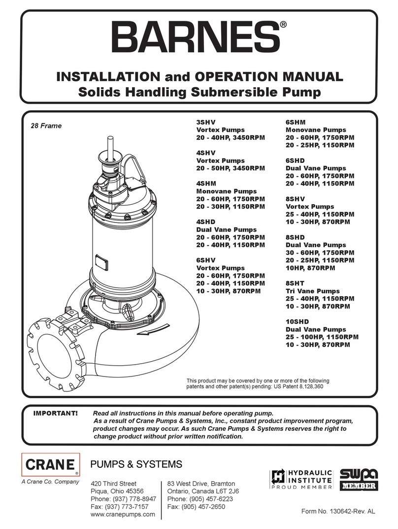 CRANE PUMPS & SYSTEMS BARNES 3SHV Series Installation and operation manual