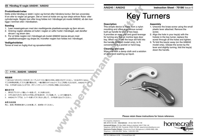 Patterson Homecraft Rolyan AA6240 instruction sheet